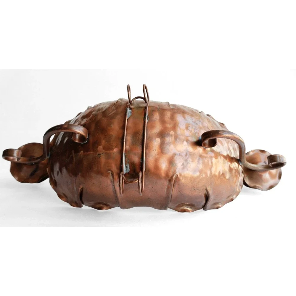 Vintage Gregorian Copper Centerpiece Bowl Candle Holder Set Cottagecore Rustic